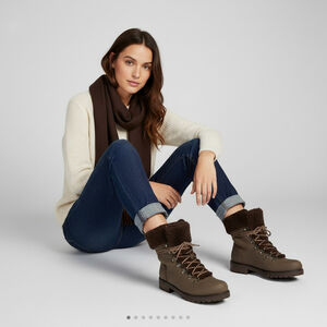 UGG Fraser Exposed Fur Stout Water-resistant Leather Combat Boots Size 7.5 Women